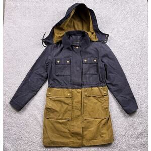 J Crew Jacket Womens XXS Brown Waxed Long Chore Coat Parka Field Barn